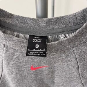 Nike Grey Athletic Top with Pink Swoosh